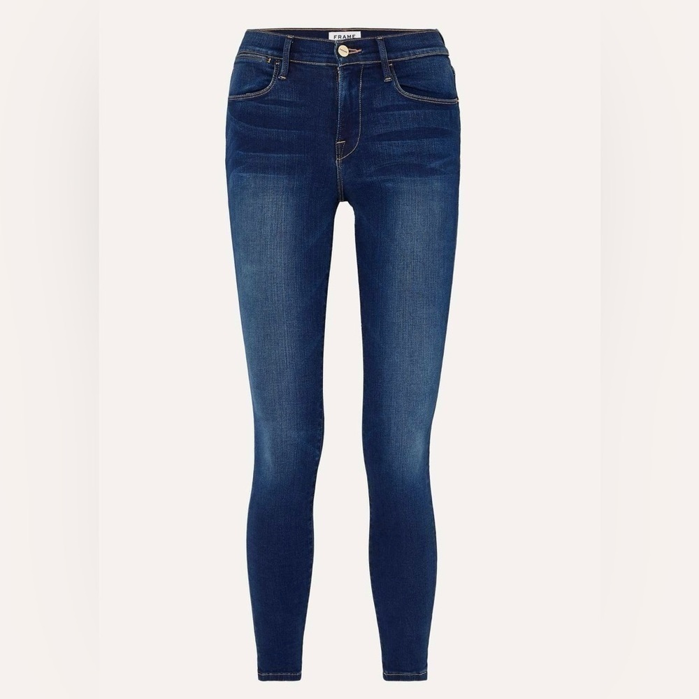 FRAME Le High Dark Wash Skinny Jeans
